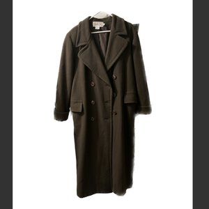 Talbots Vintage 100% Wool Brown Long Pea Coat 12